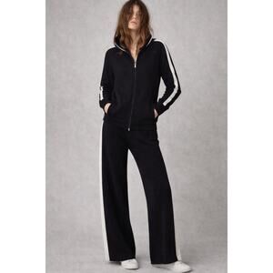 Vintage St. John Sport Track Suit Set Hoodie Santana Knit Wide Leg Stripe Small